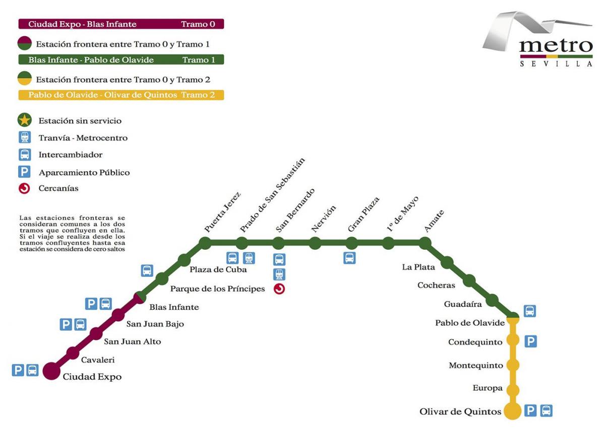 metro Sevilijos žemėlapyje