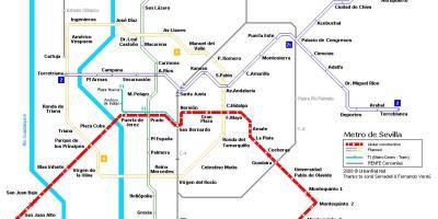 Žemėlapis Sevilijos metro