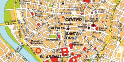 Žemėlapis Sevilijoje (ispanija miesto centro
