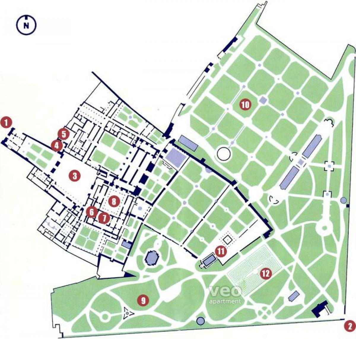 alcazar Sevilijos žemėlapyje
