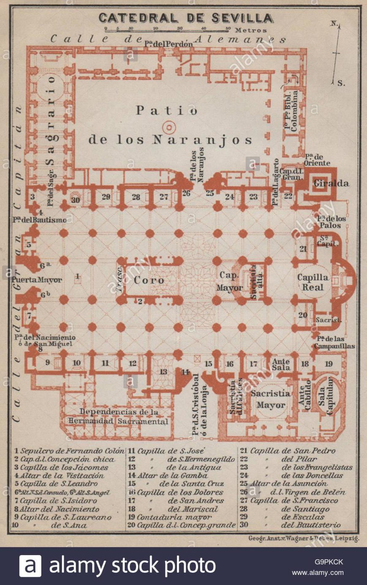 žemėlapis Sevilijos katedra