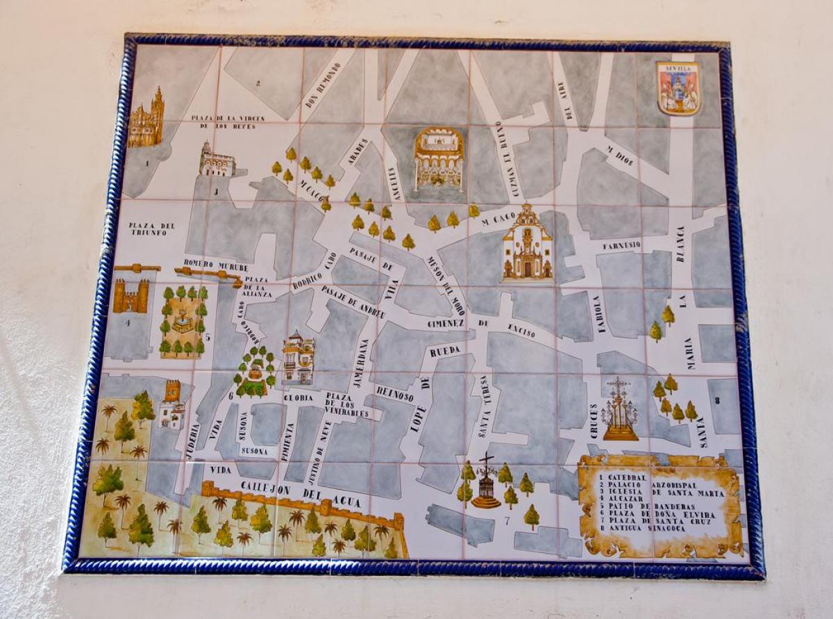 žemėlapis žydų kvartalas Sevilija