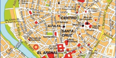 Sevilijoje (ispanija lankytinų vietų žemėlapis