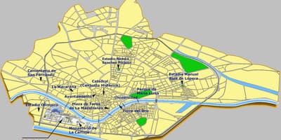 Sevilijoje (ispanija lankytinų vietų žemėlapis